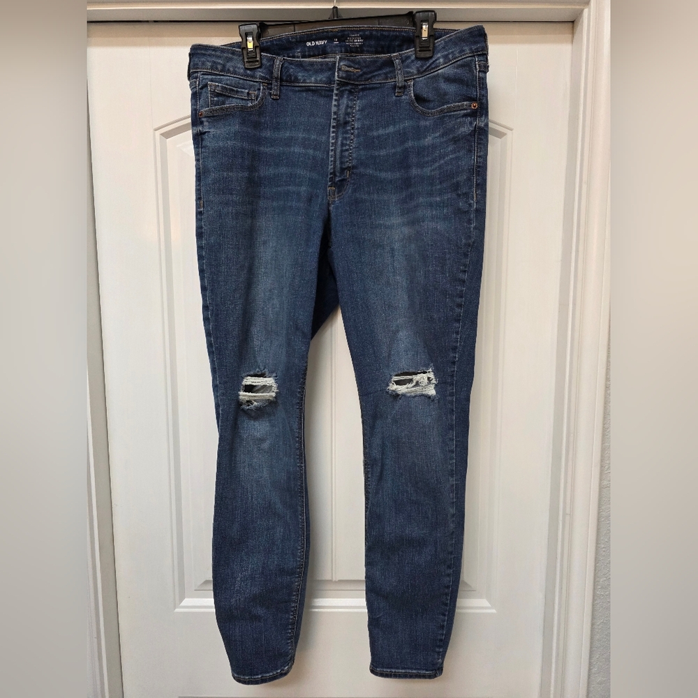 Old Navy High-Rise Rockstar Super Skinny Jeans - Dark Blue - Sz 16L